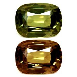 Aleksandryt 1,09 ct, zielony, szlif cushion