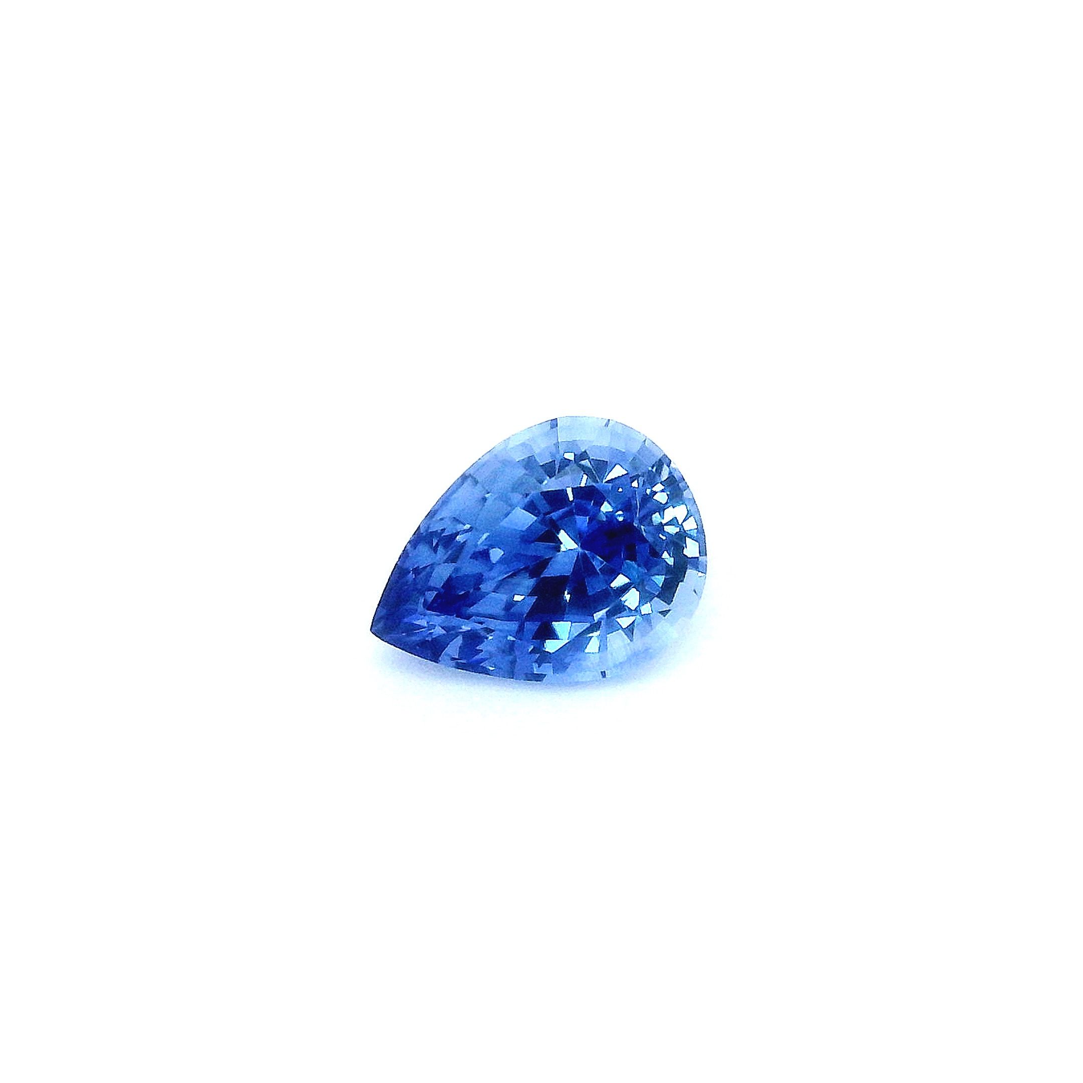 Szafir 1,47 ct, niebieski, szlif gruszka