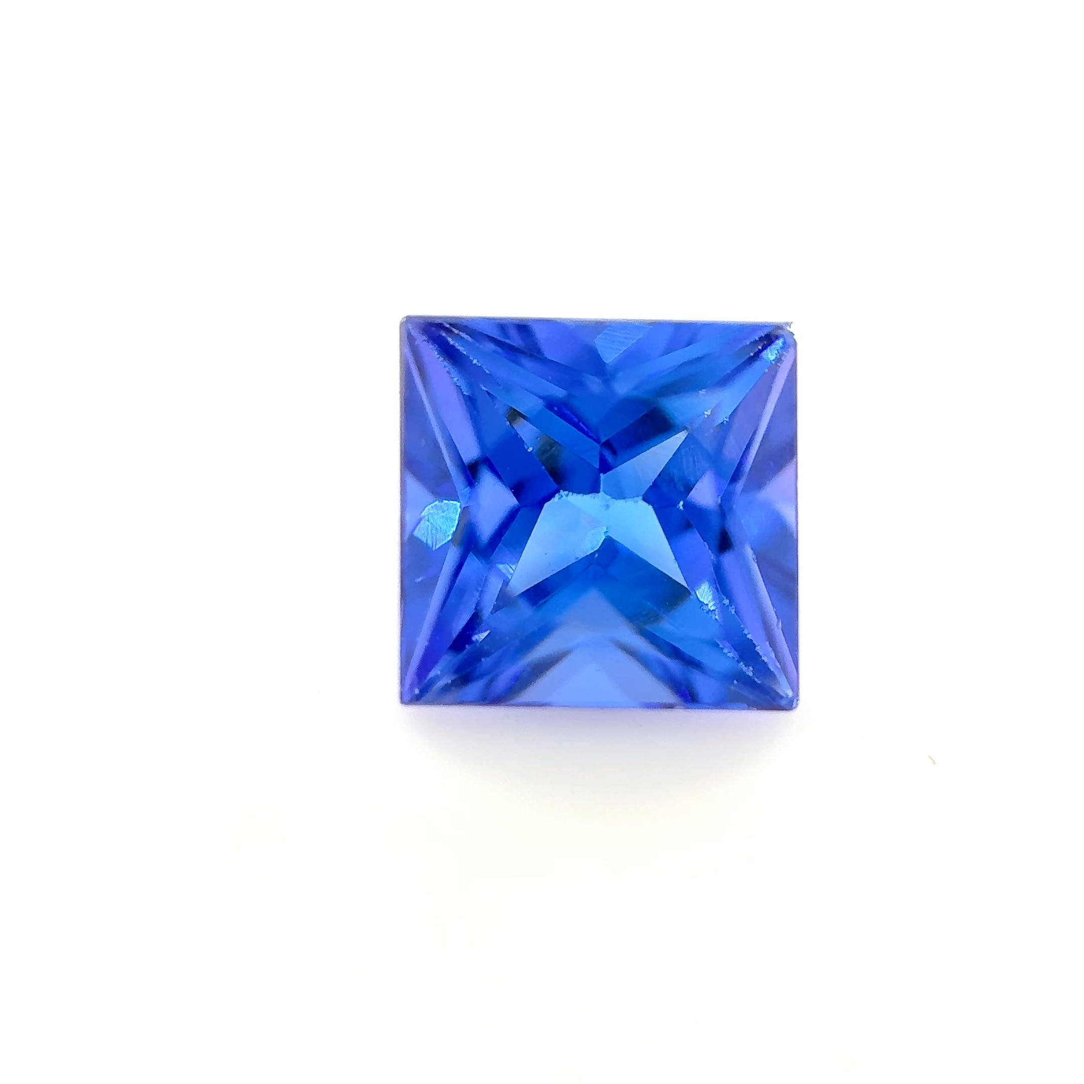 Tanzanit 1,63 ct, niebieski, szlif princess