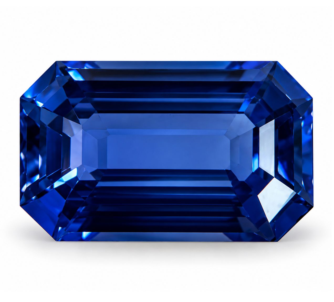 Szafir 7,07 ct, niebieski, szlif szmaragdowy