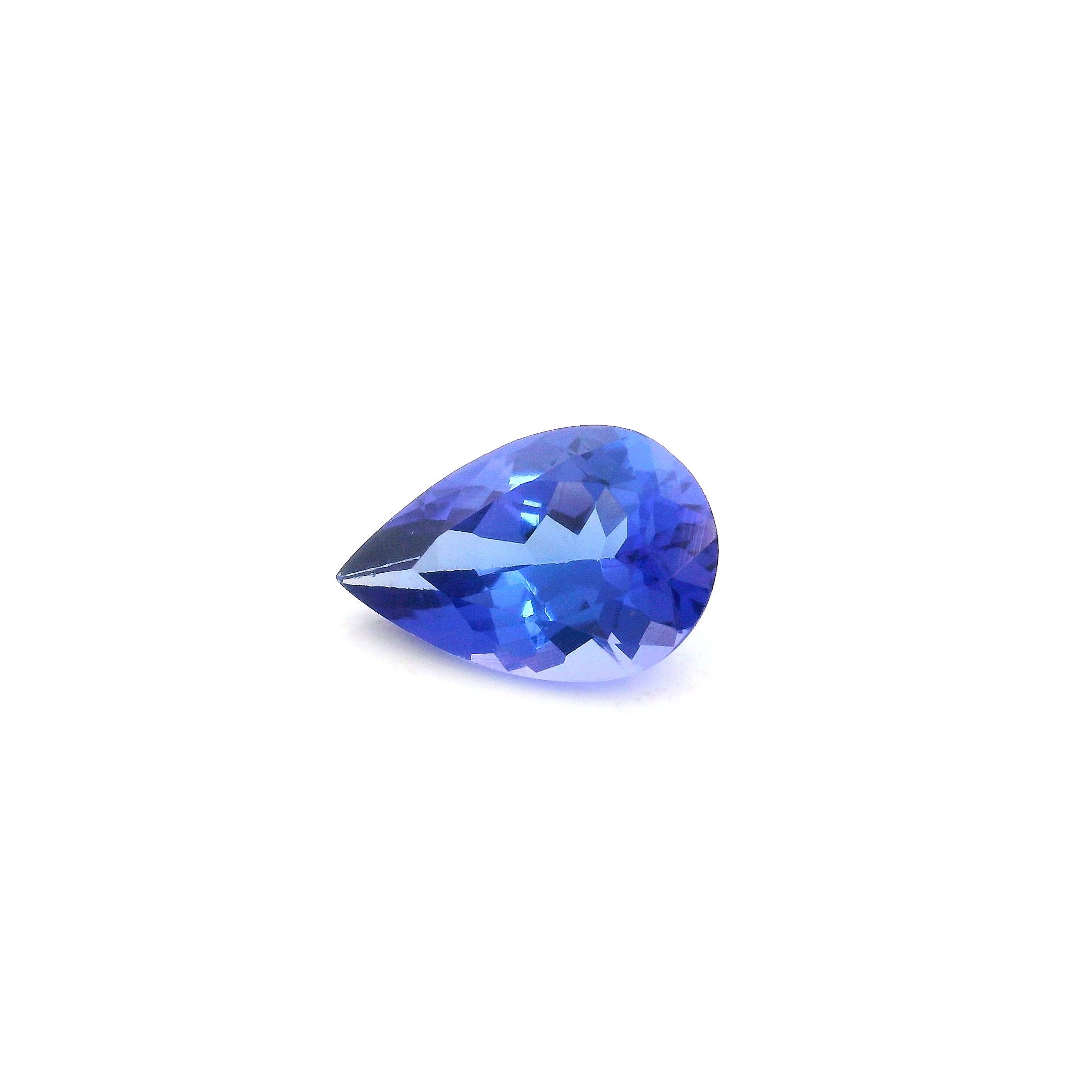 Tanzanit 1,24 ct, niebieski, szlif gruszka