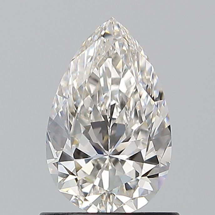 0.9-carat pear diamond with H color, null cut, and VS1 clarity.