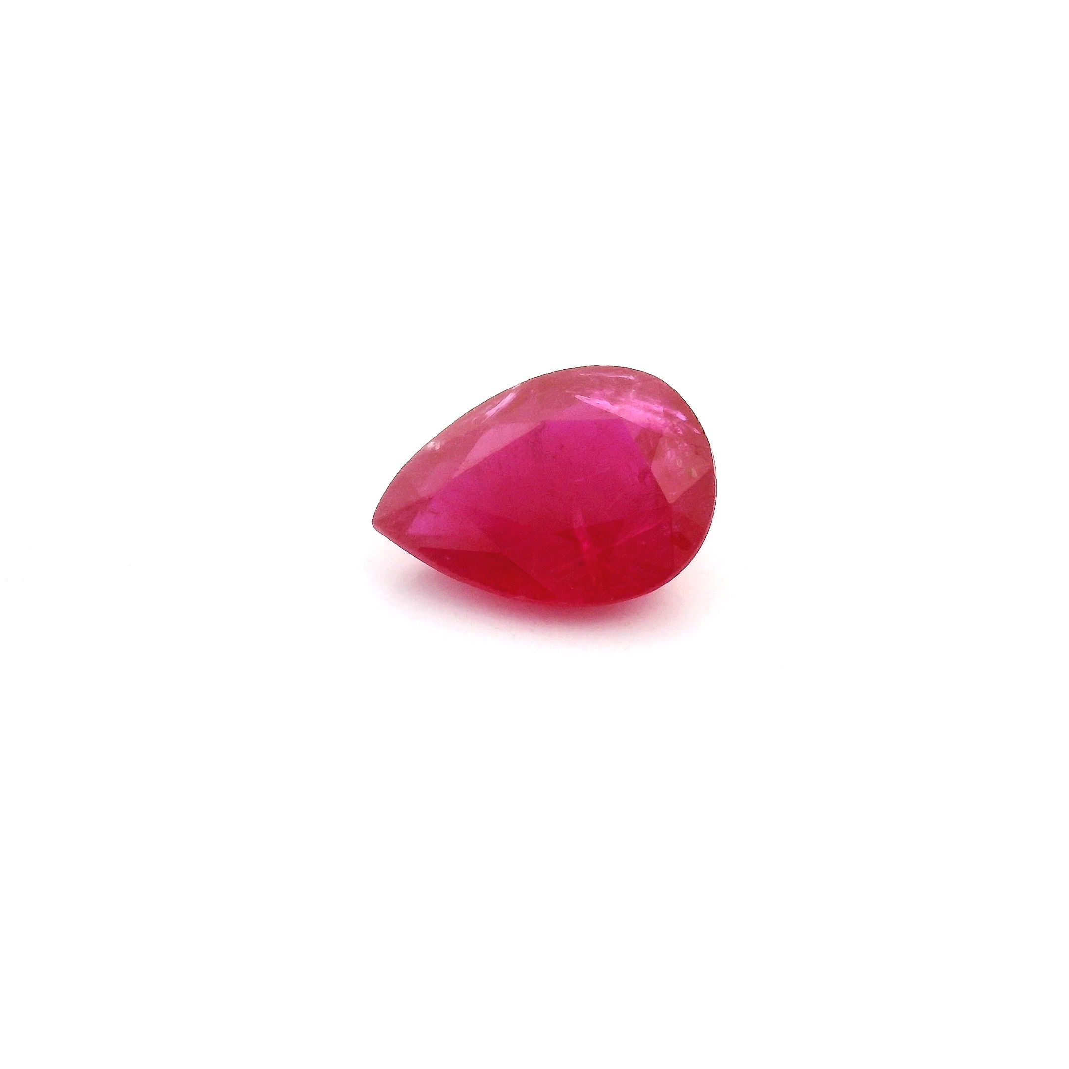 Rubin 1,34 ct, czerwony, szlif gruszka
