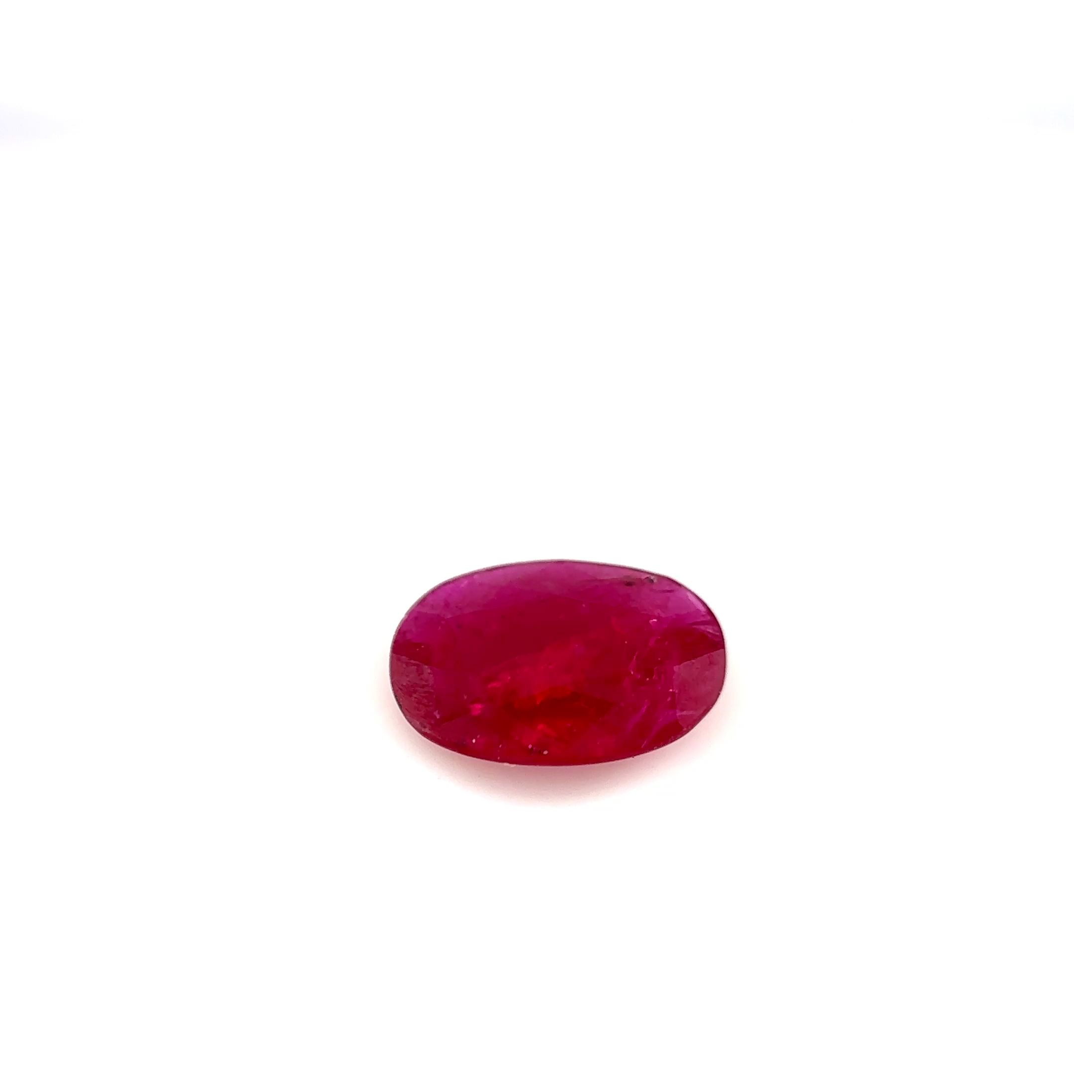 Rubin 1,30 ct, czerwony, szlif owalny