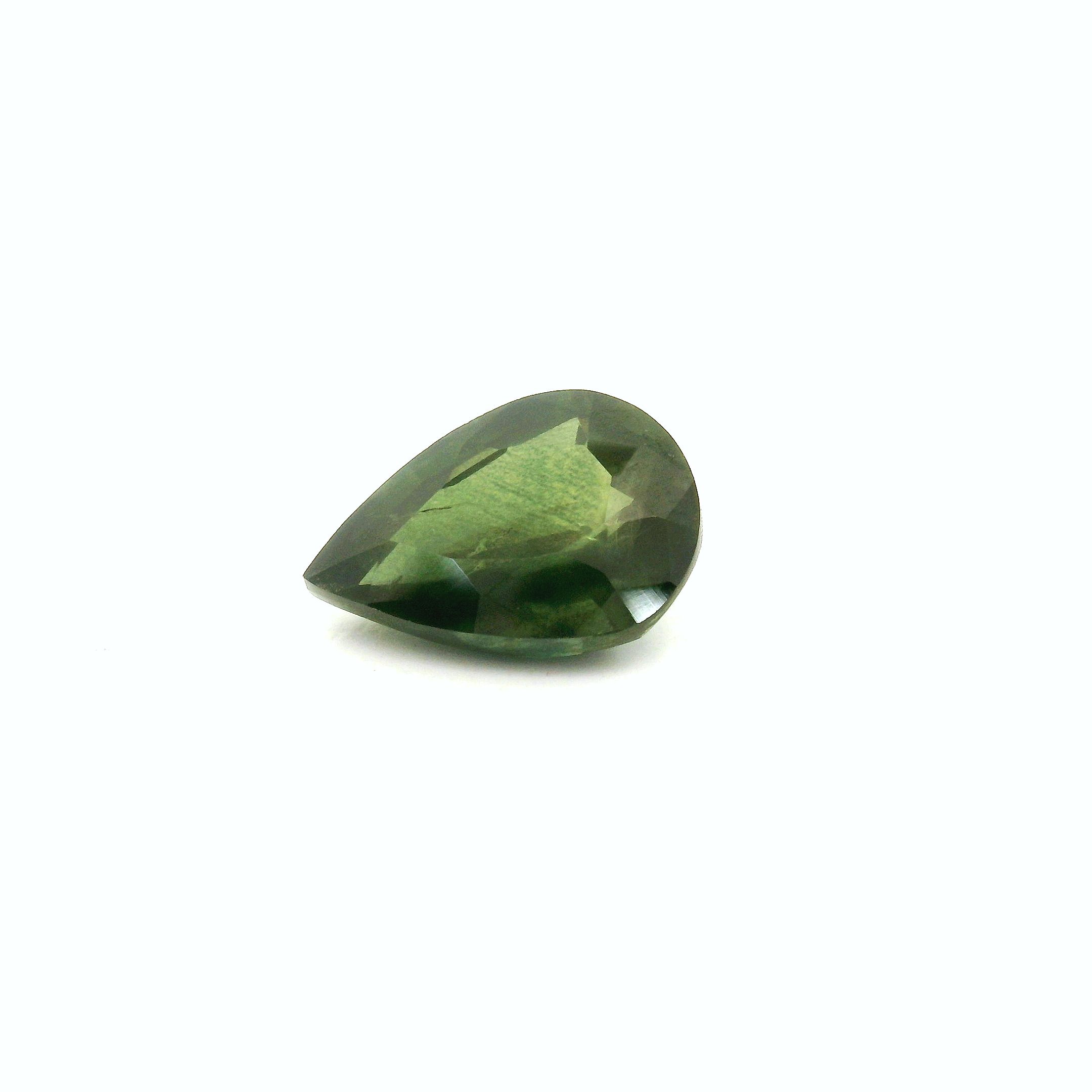 Szafir 1,26 ct, zielony, szlif gruszka