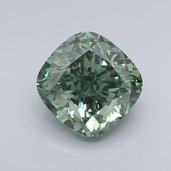 1.01 CT Fancy Vivid Green CUSHION BRILLIANT