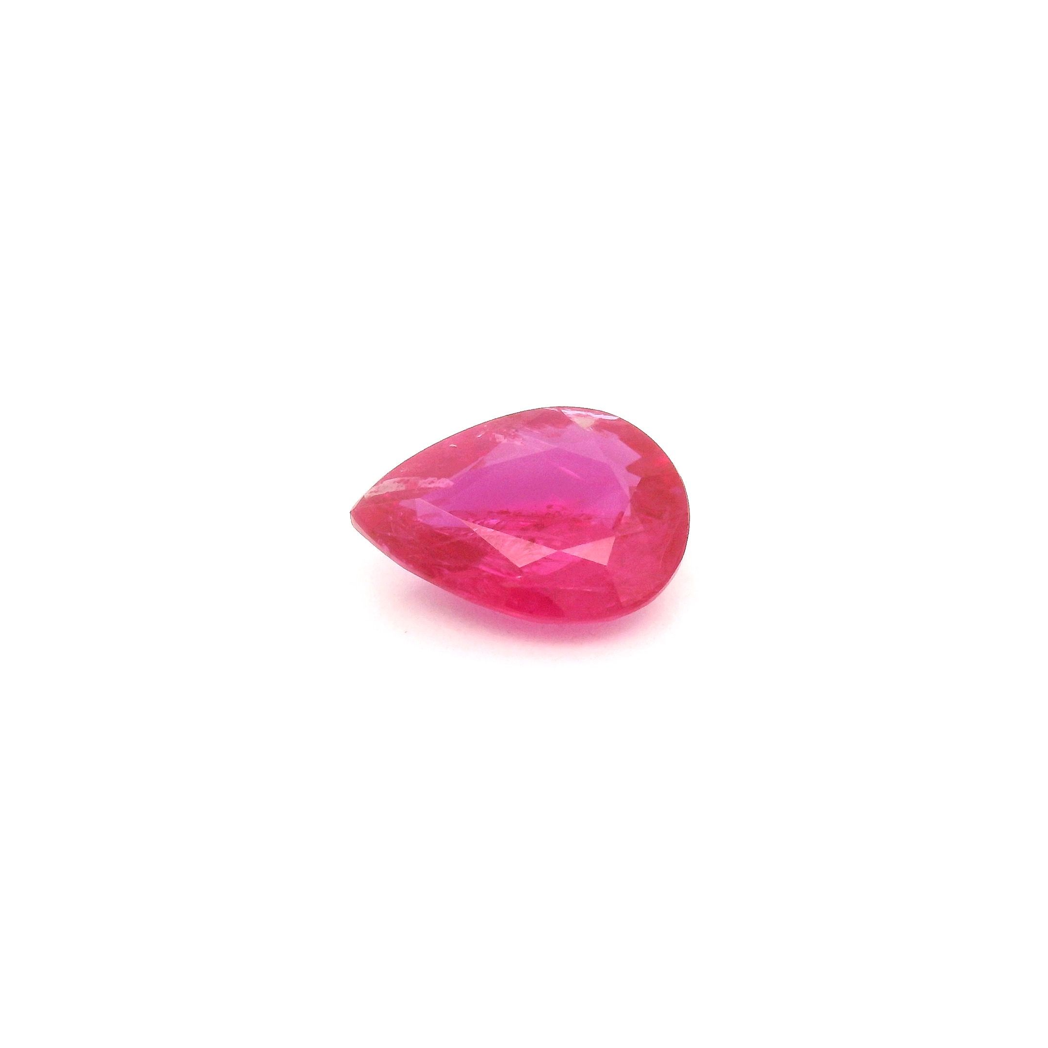 RUBY FACETED 1.22ct RED Medium intense MI MOZAMBIQUE HEATED