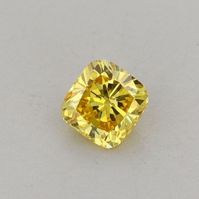 0.28 CT Fancy Vivid Yellow CUSHION BRILLIANT