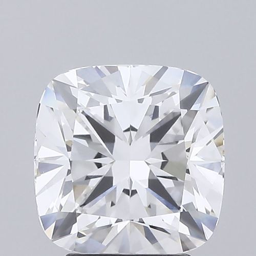 3.21-carat cushion diamond with E color, null cut, and VVS2 clarity.