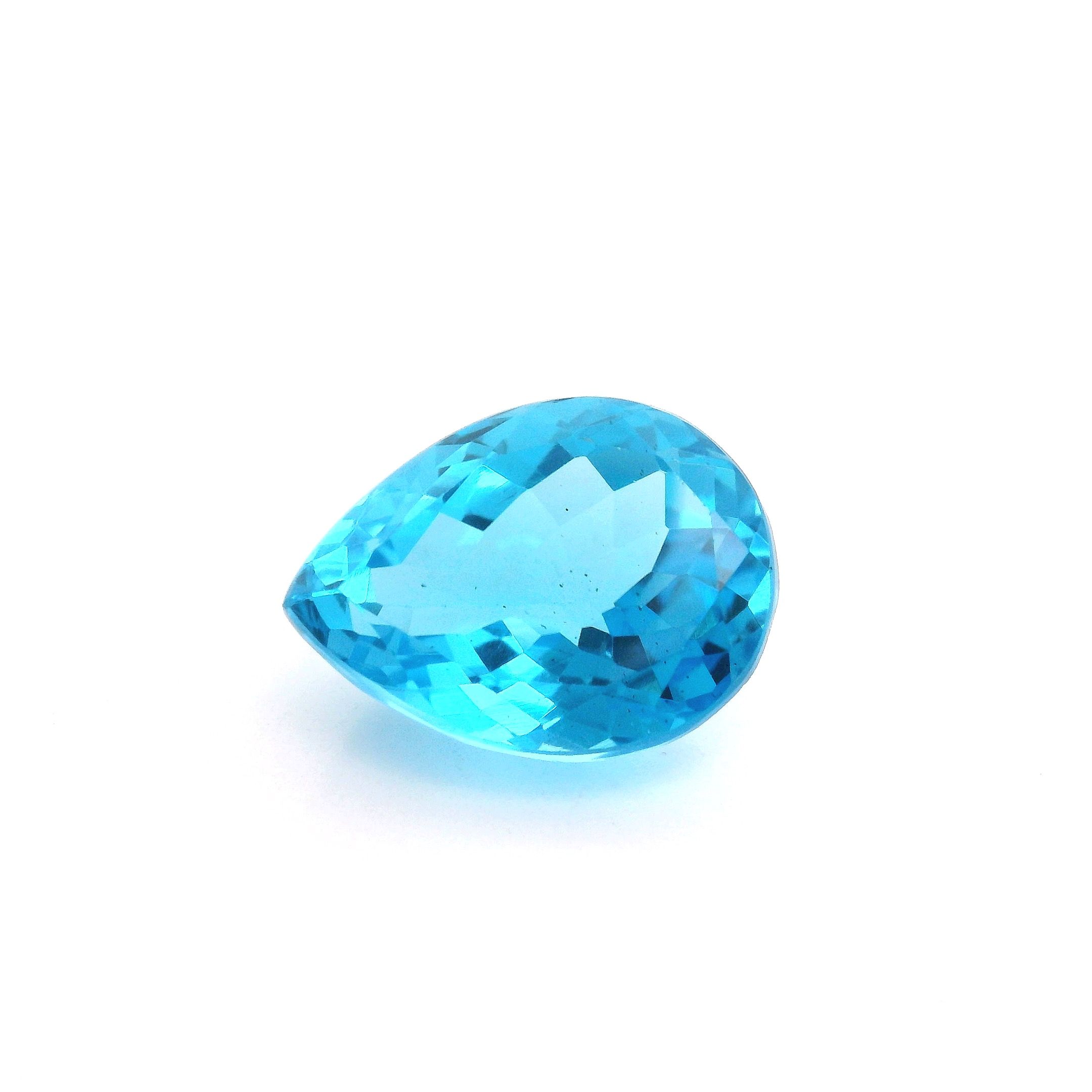 Topaz 12,12 ct, niebieski, szlif gruszka