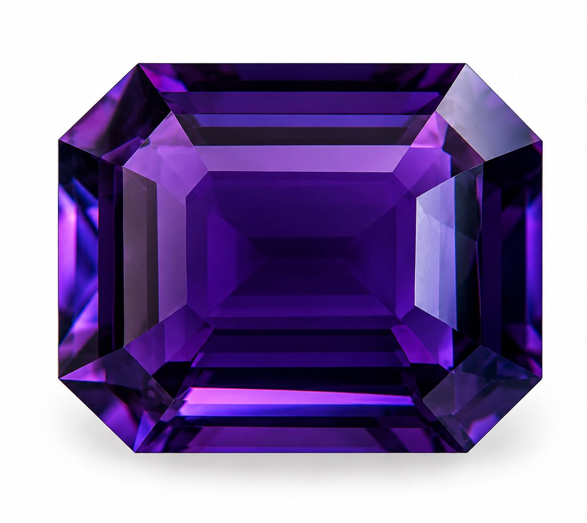 Szafir 10,08 ct, purpurowy, szlif szmaragdowy