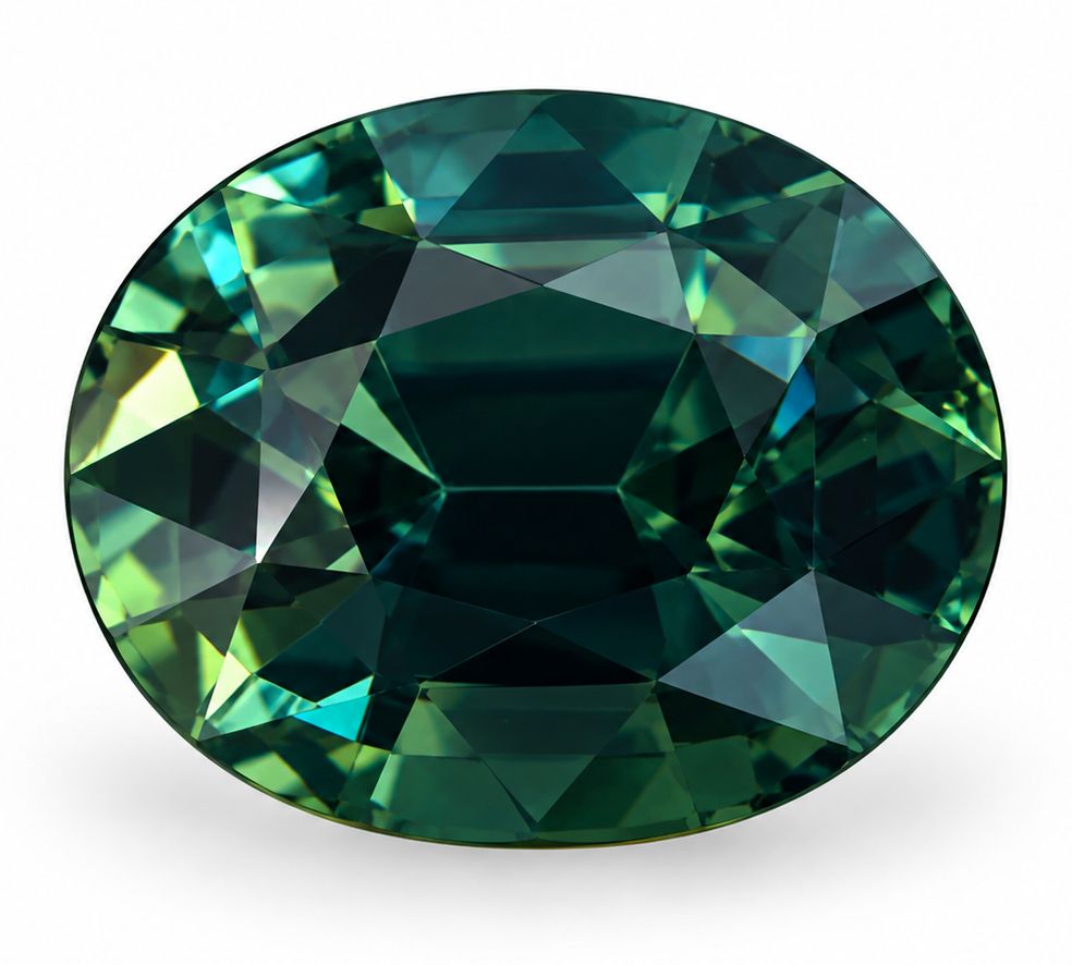Szafir 6,01 ct, zielony, szlif owalny