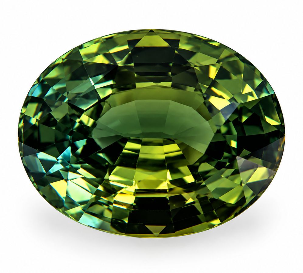 Szafir 6,07 ct, zielony, szlif owalny