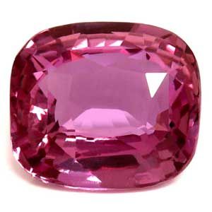 Szafir 3,07 ct, różowy, szlif cushion