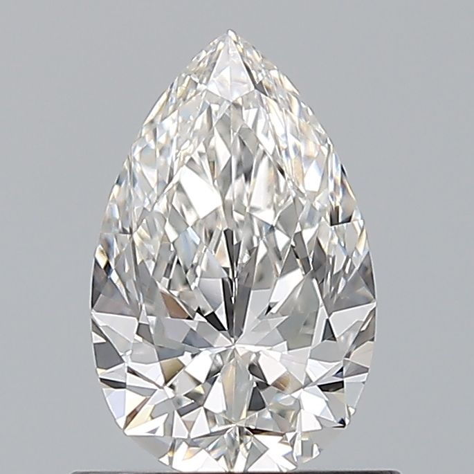 0.75-carat pear diamond with H color, null cut, and VS1 clarity.