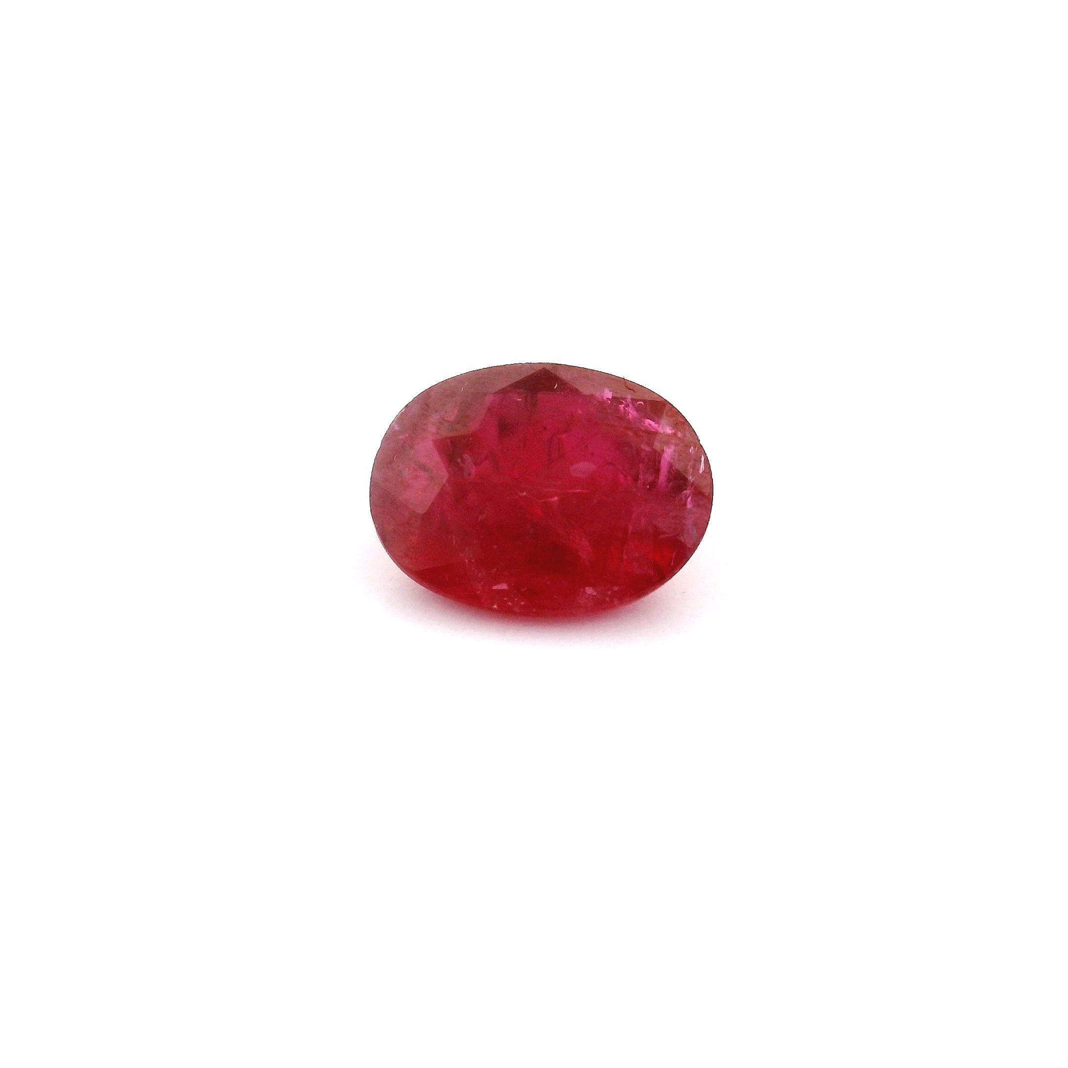 Rubin 1,42 ct, czerwony, szlif owalny