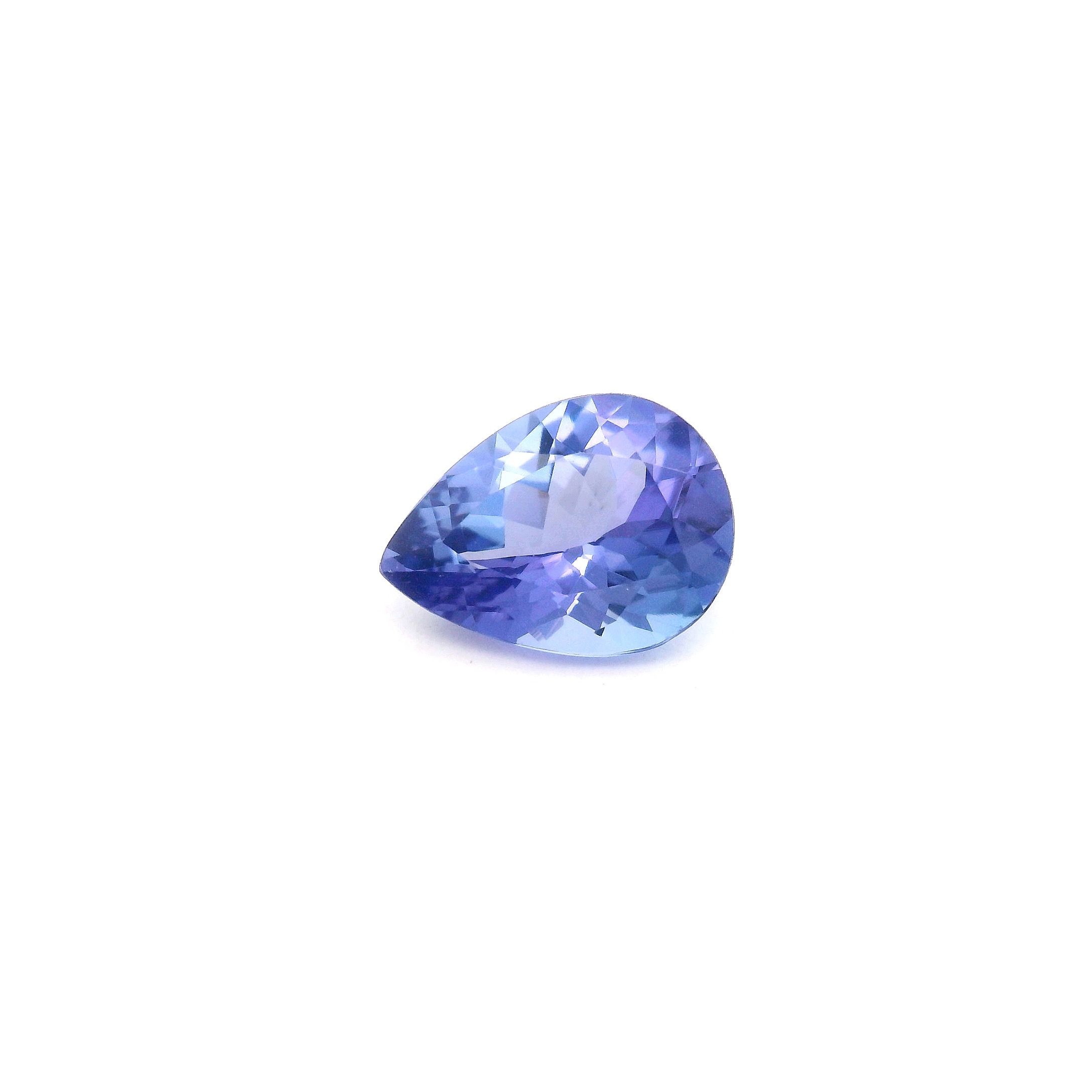 Tanzanit 1,08 ct, niebieski, szlif gruszka