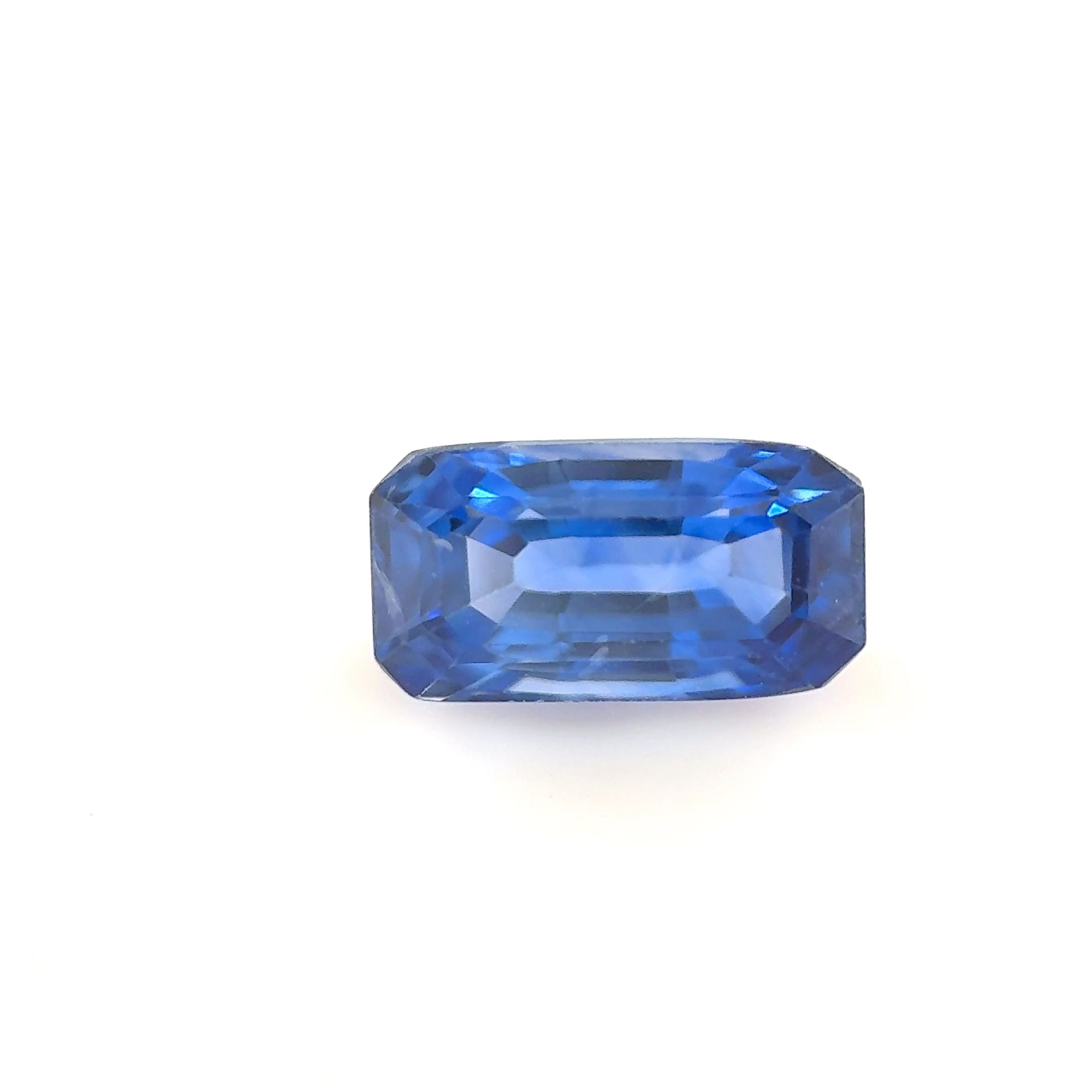 Szafir 1,38 ct, niebieski, szlif szmaragdowy