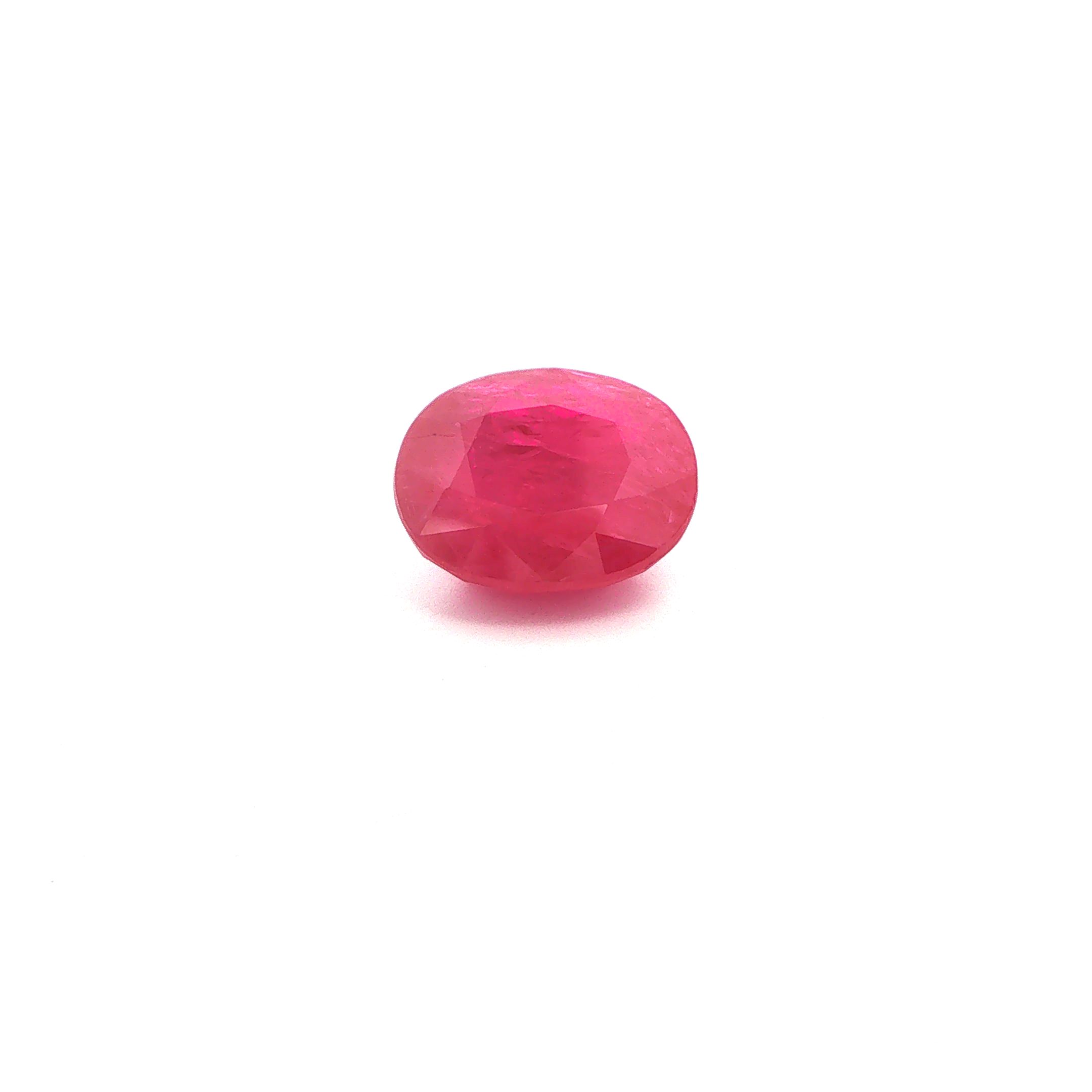 Rubin 10,81 ct, czerwony, szlif owalny
