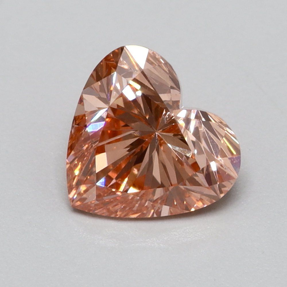 0.48 CT Fancy Vivid Orangey Pink HEART