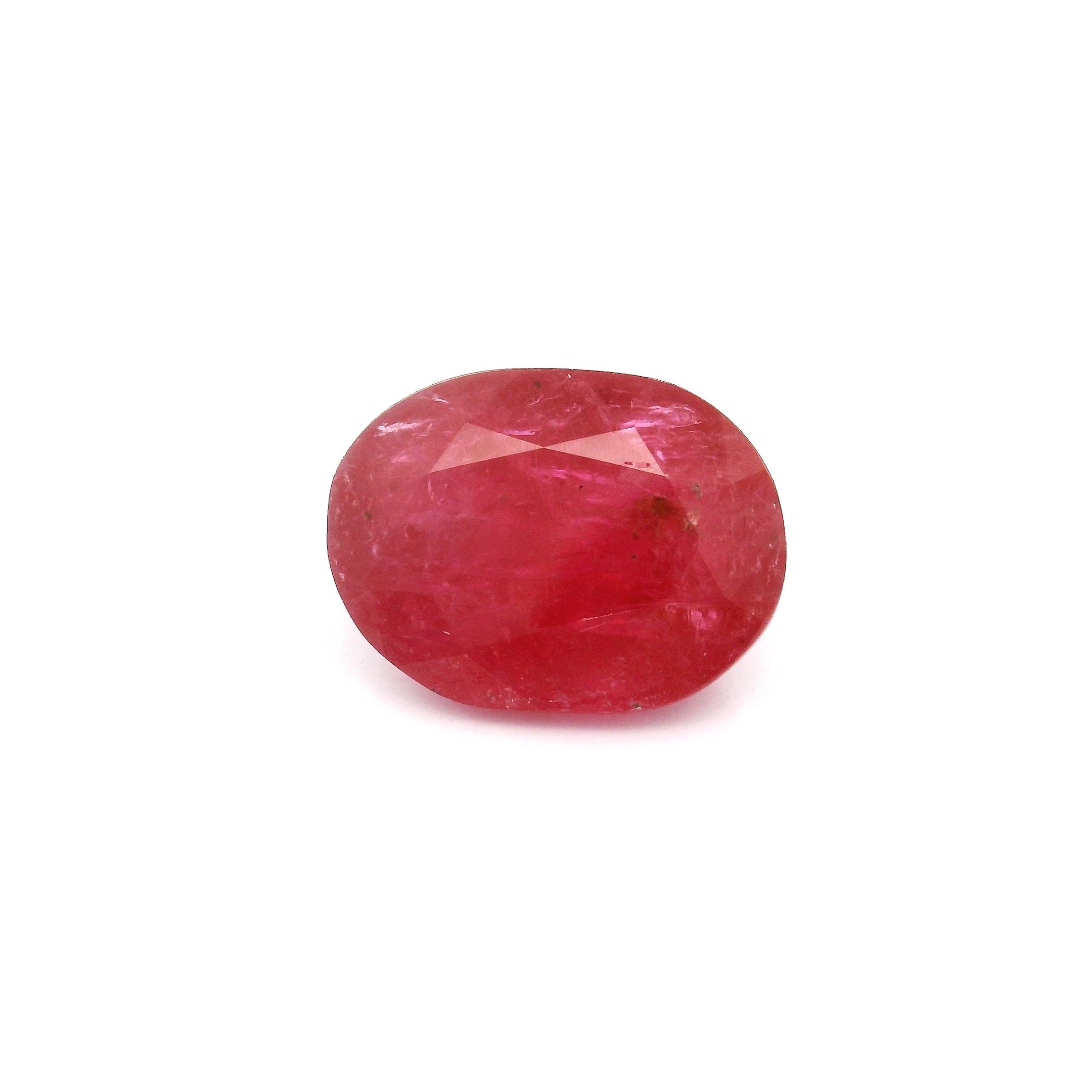 Rubin 3,43 ct, czerwony, szlif owalny