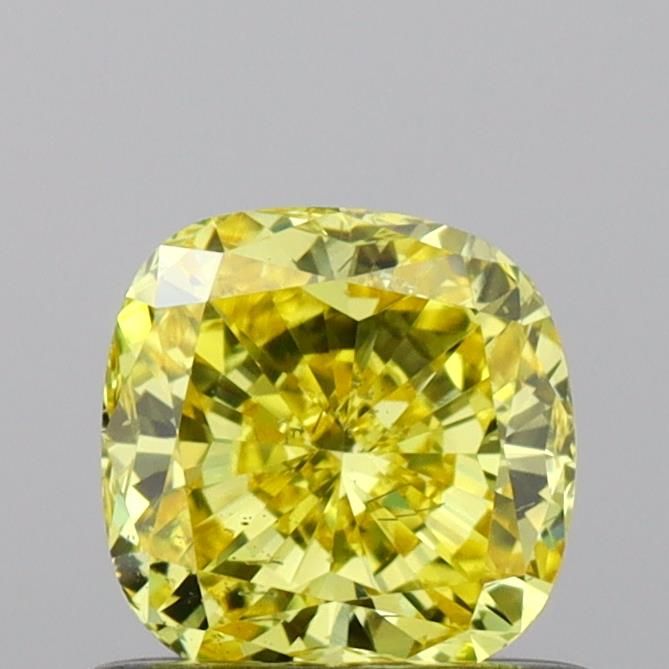 0.65 CT Fancy Vivid Yellow CUSHION BRILLIANT