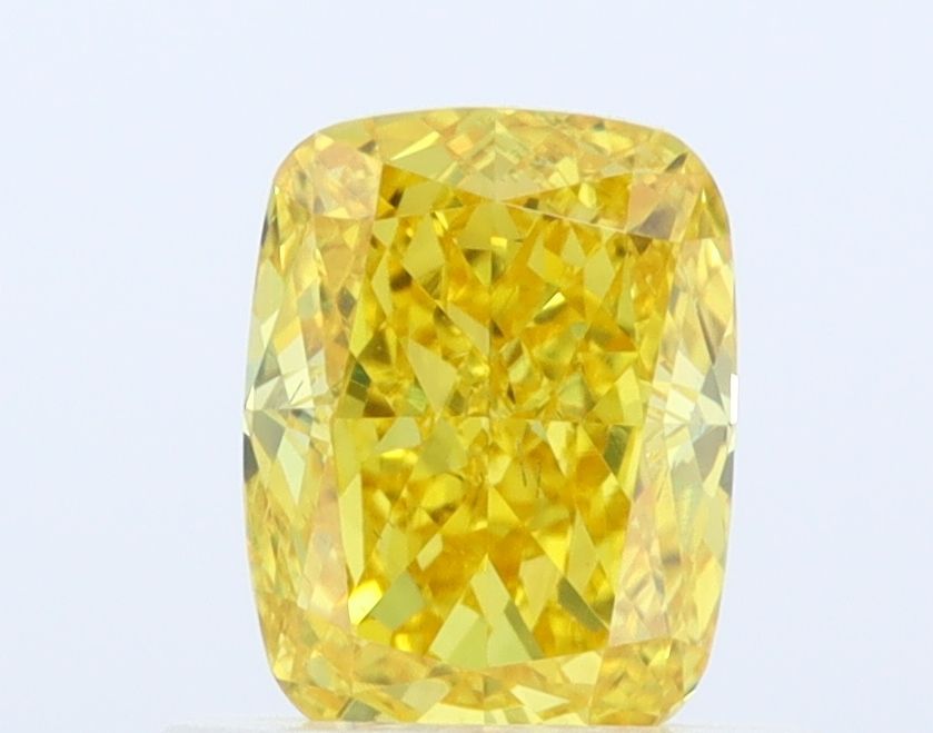 0.63 CT Fancy Vivid Yellow CUSHION BRILLIANT
