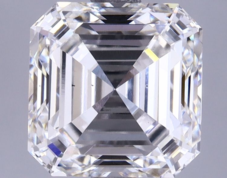 2.92-carat asscher diamond with G color, null cut, and SI1 clarity.