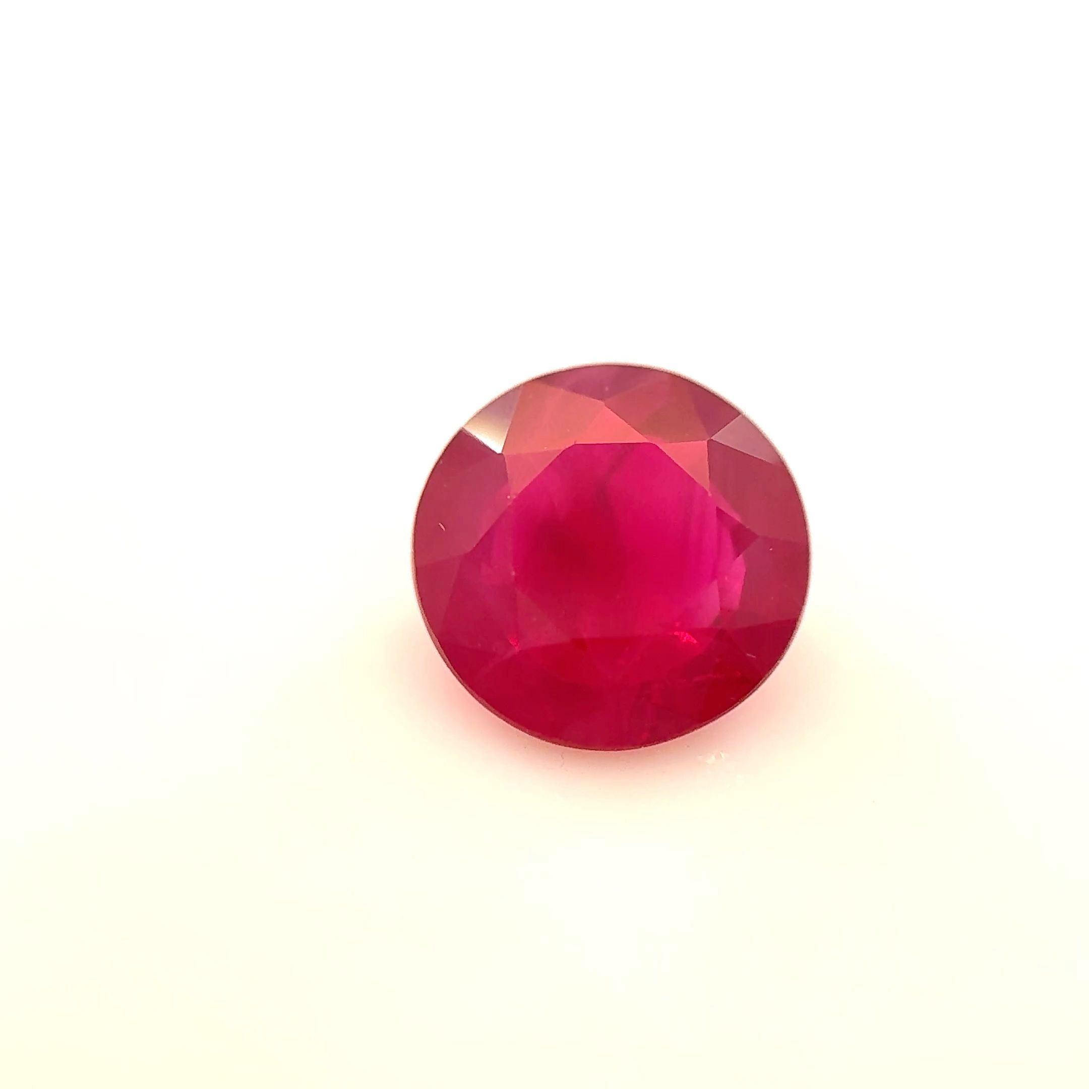 Rubin 1,02 ct, czerwony, szlif okrągły