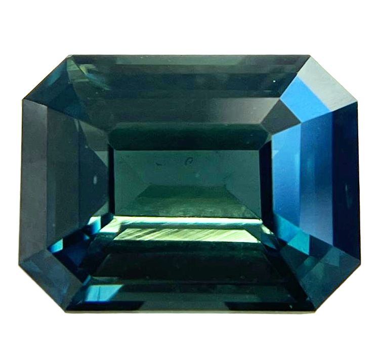 Szafir 7,01 ct, zielony, szlif szmaragdowy