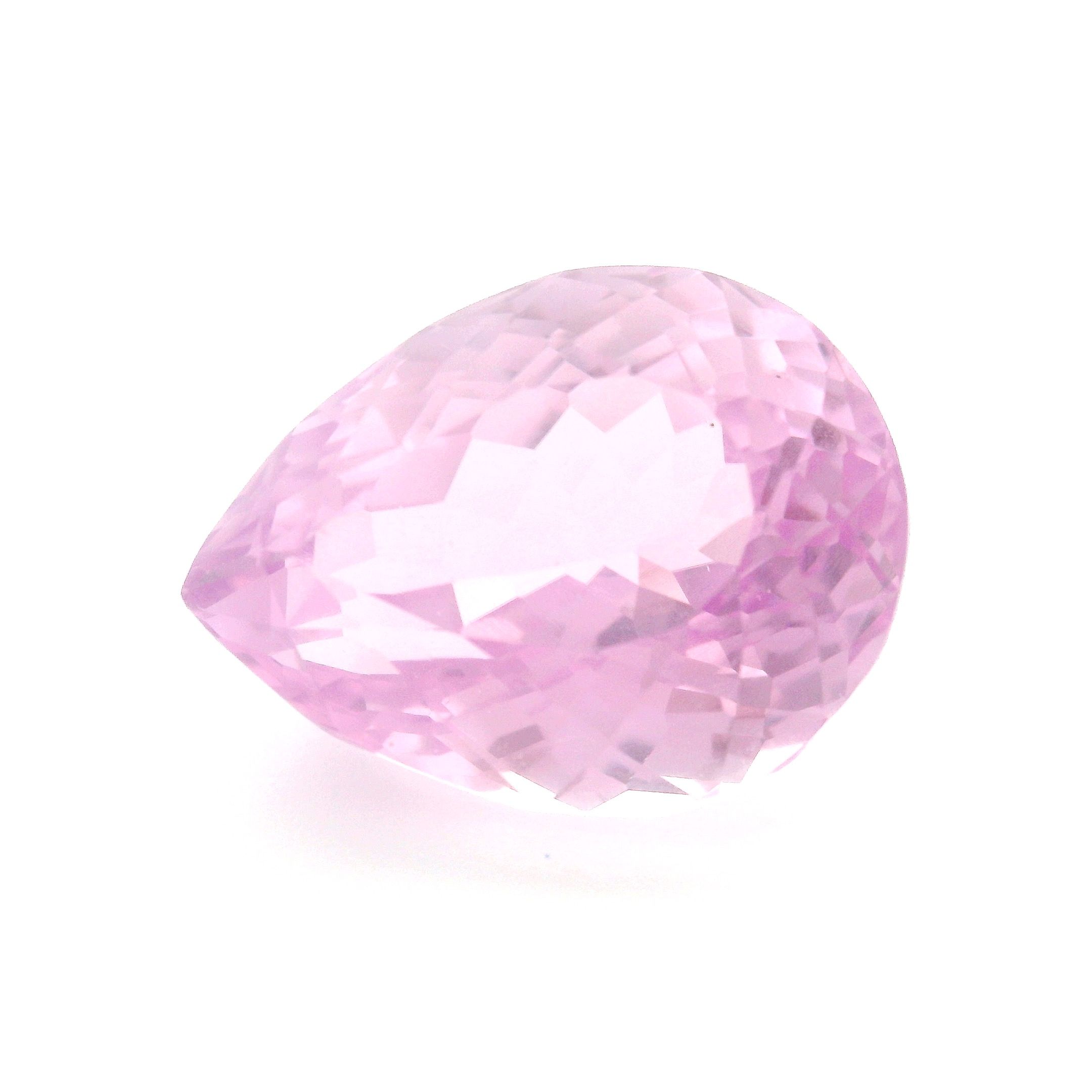 Kunzyt 11,42 ct, różowy, szlif gruszka