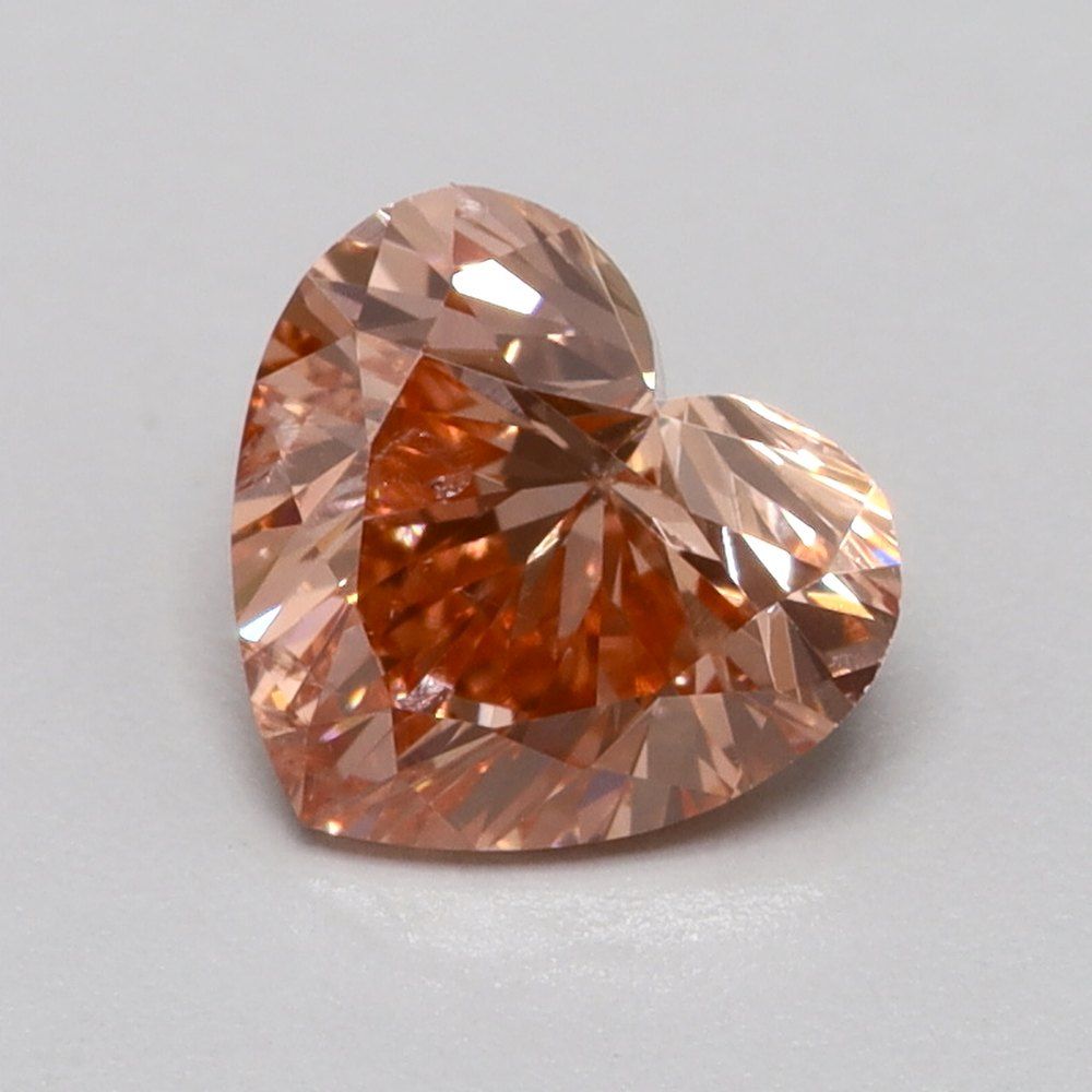 0.49 CT Fancy Vivid Orangey Pink HEART