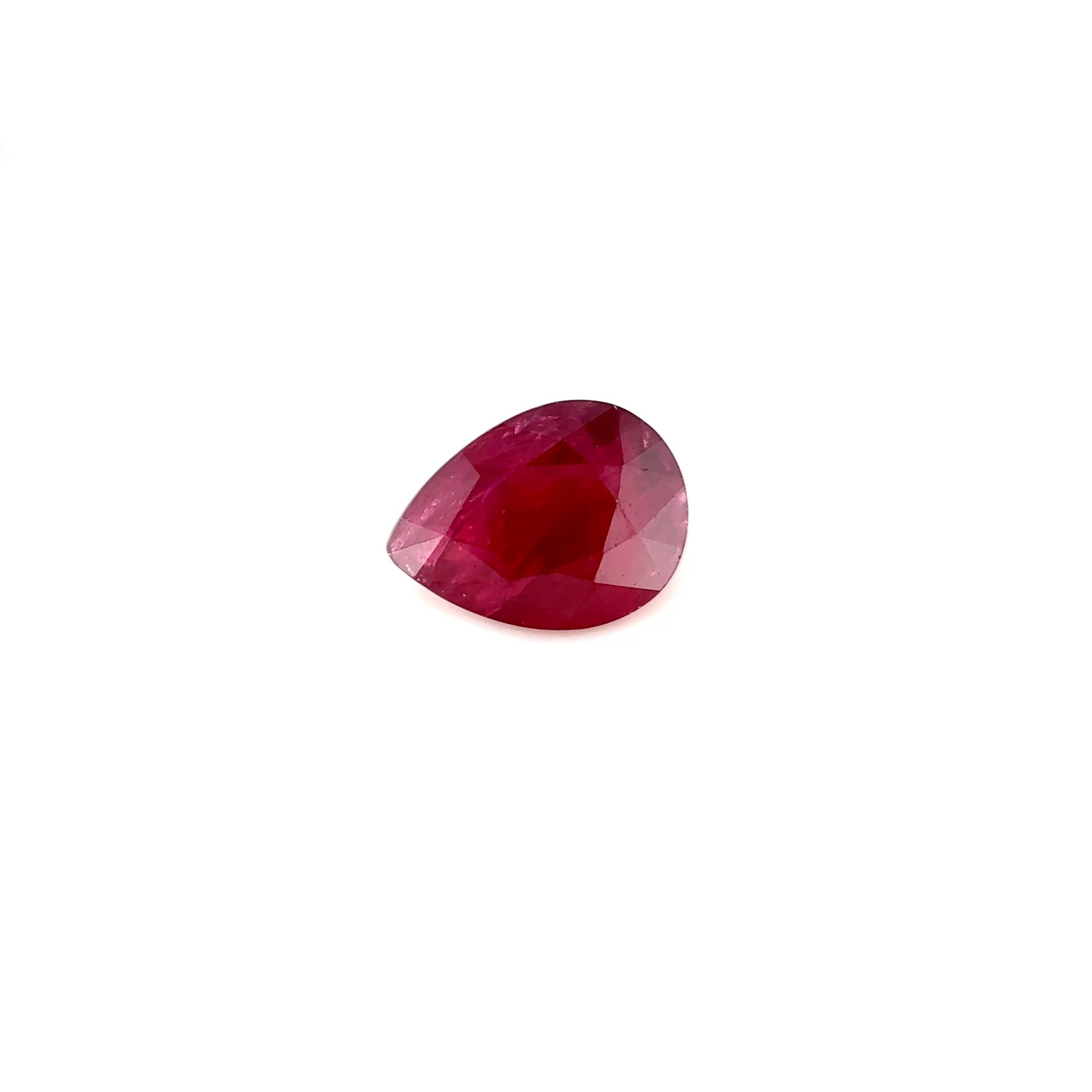 Rubin 2,22 ct, czerwony, szlif gruszka