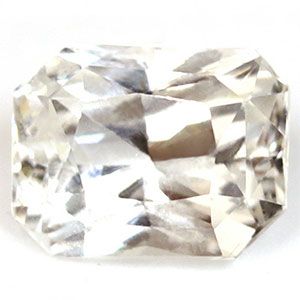 Szafir 1,18 ct, biały, szlif szmaragdowy
