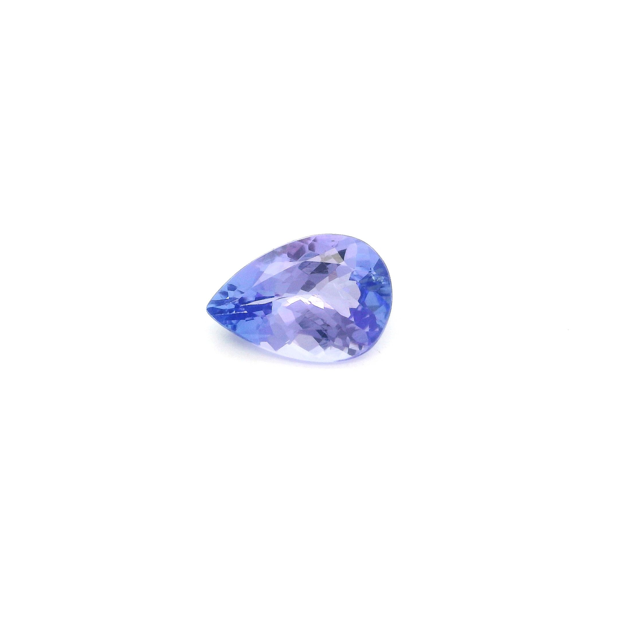 Tanzanit 1,63 ct, niebieski, szlif gruszka