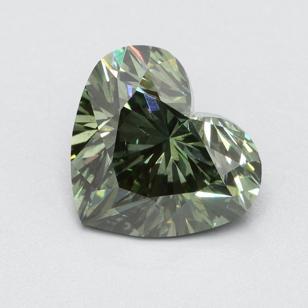 1.01 CT Fancy Vivid Green HEART