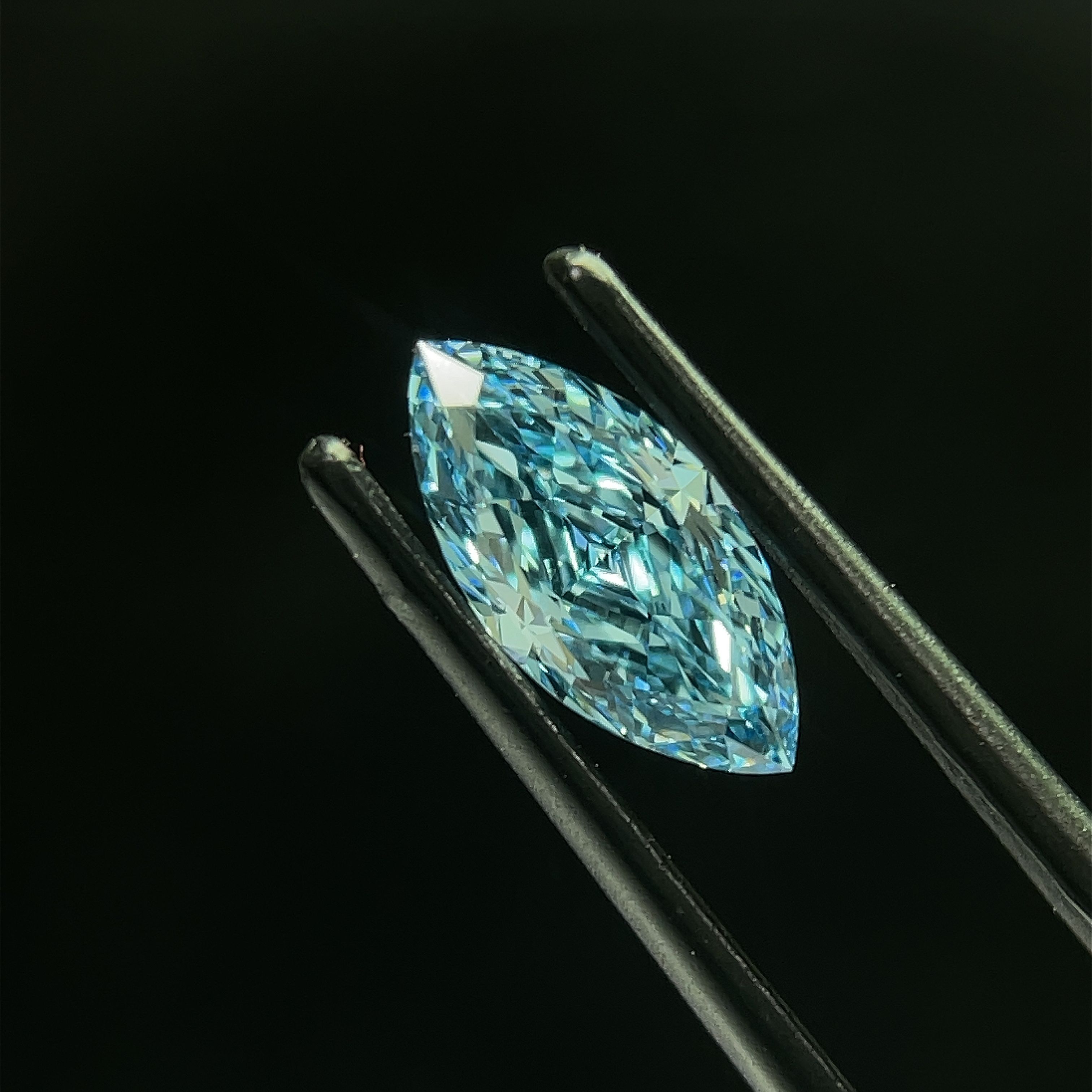 1.12 CT Fancy Vivid Blue MARQUISE