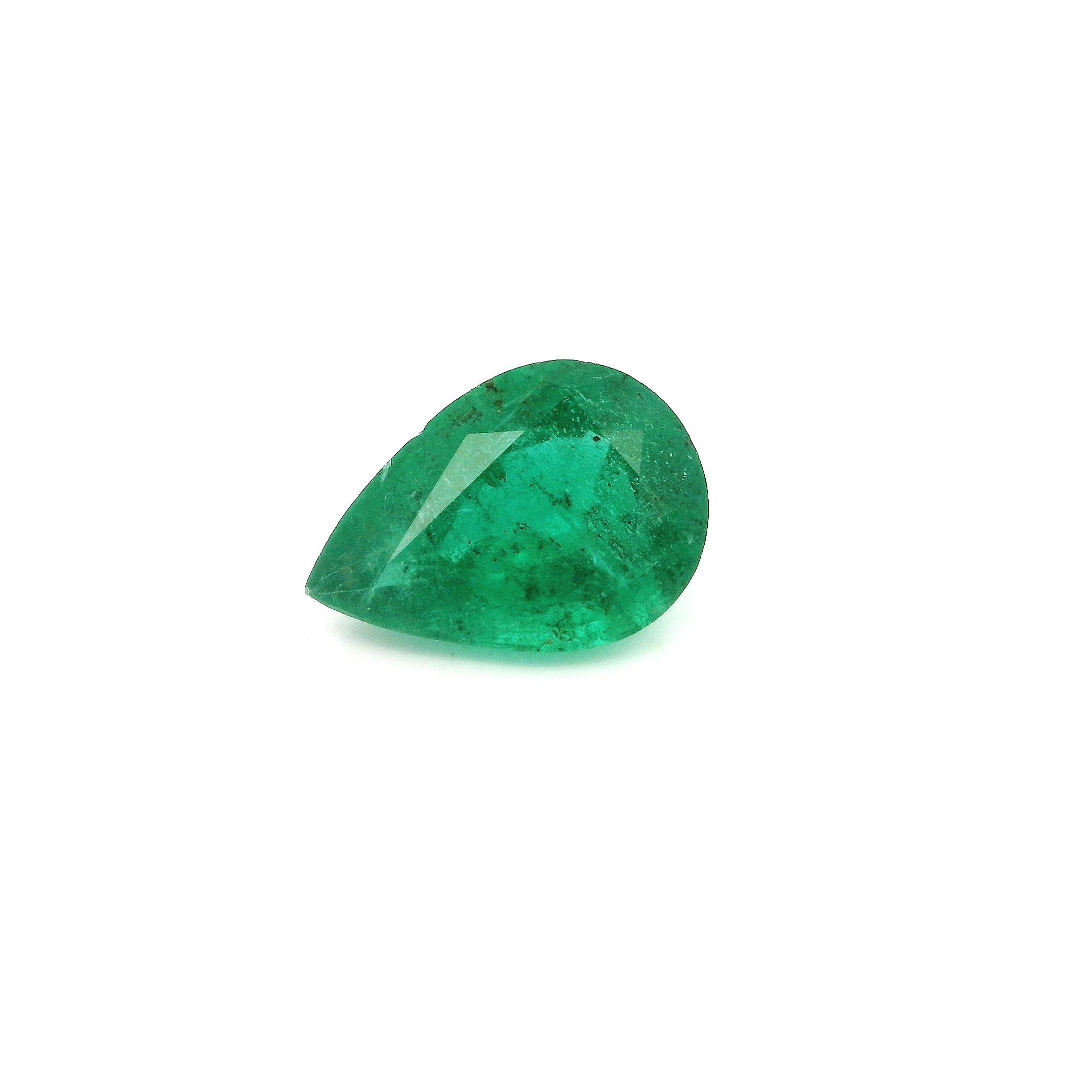 Szmaragd 2,02 ct, zielony, szlif gruszka