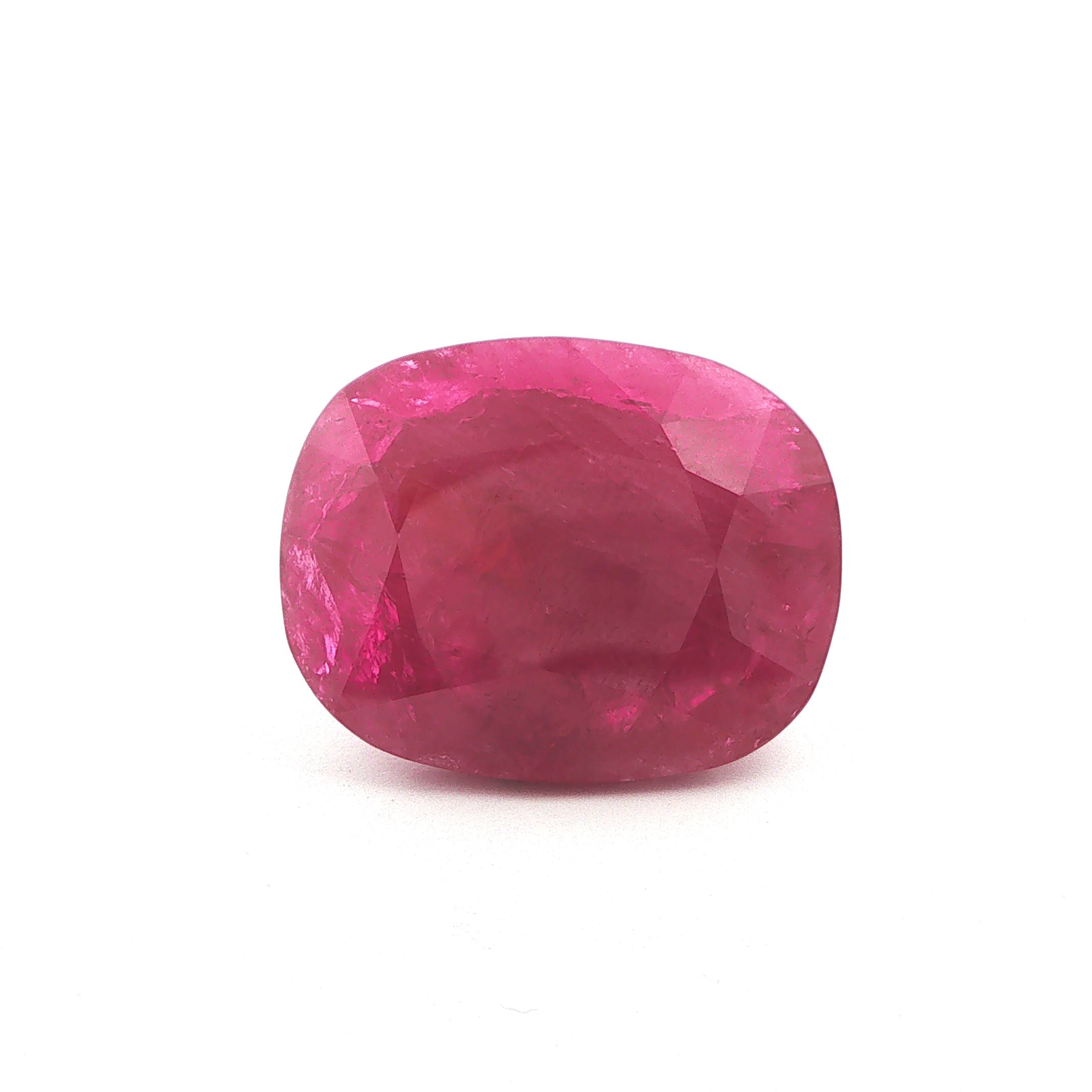 Rubin 48,67 ct, czerwony, szlif cushion