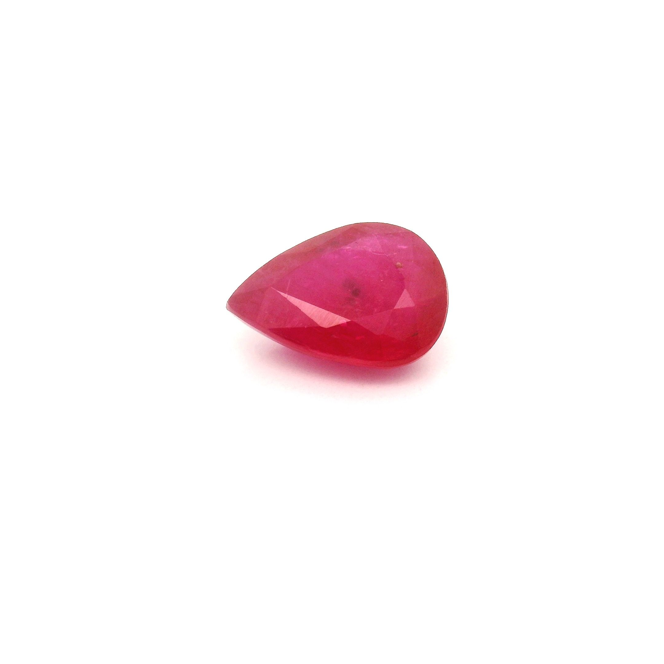 Rubin 1,58 ct, czerwony, szlif gruszka