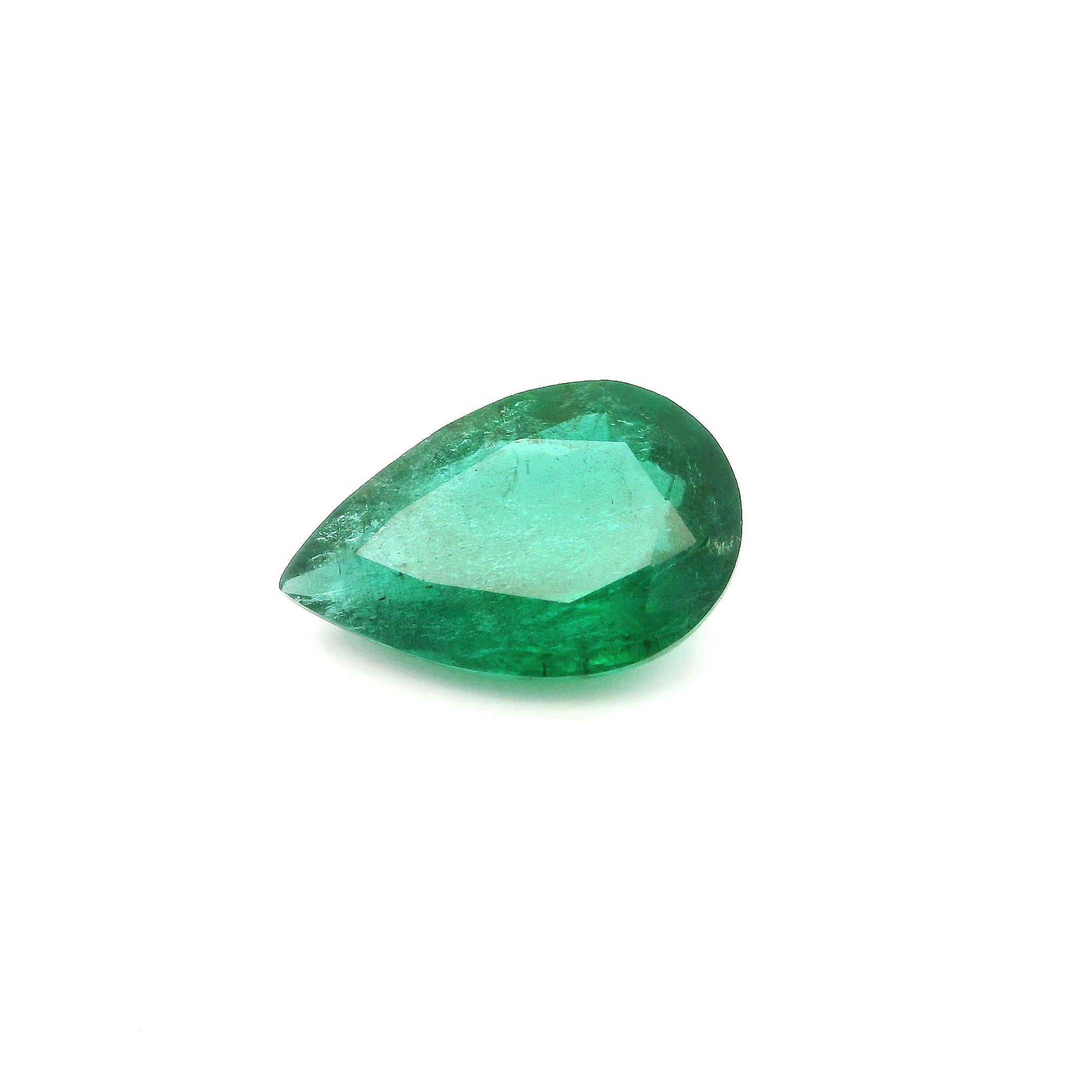 Szmaragd 2,85 ct, zielony, szlif gruszka