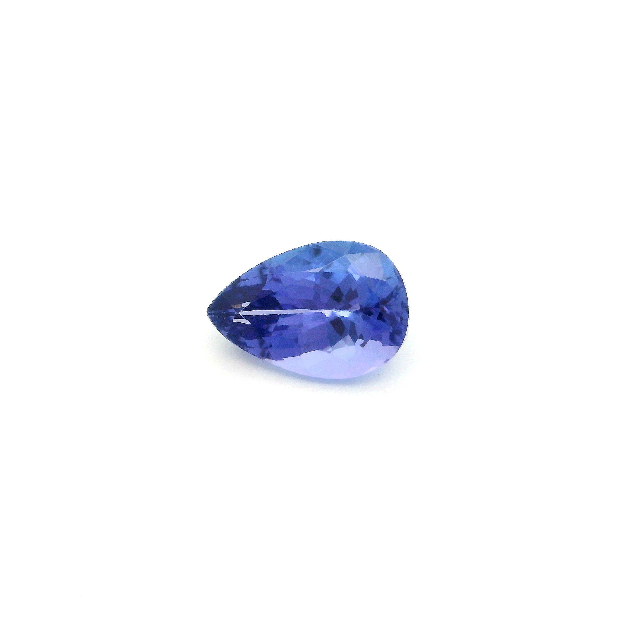Tanzanit 1,74 ct, niebieski, szlif gruszka
