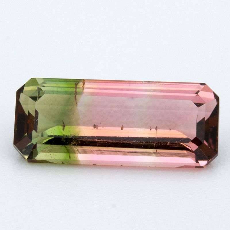 Turmalin 3,08 ct, dwubarwny, szlif szmaragdowy