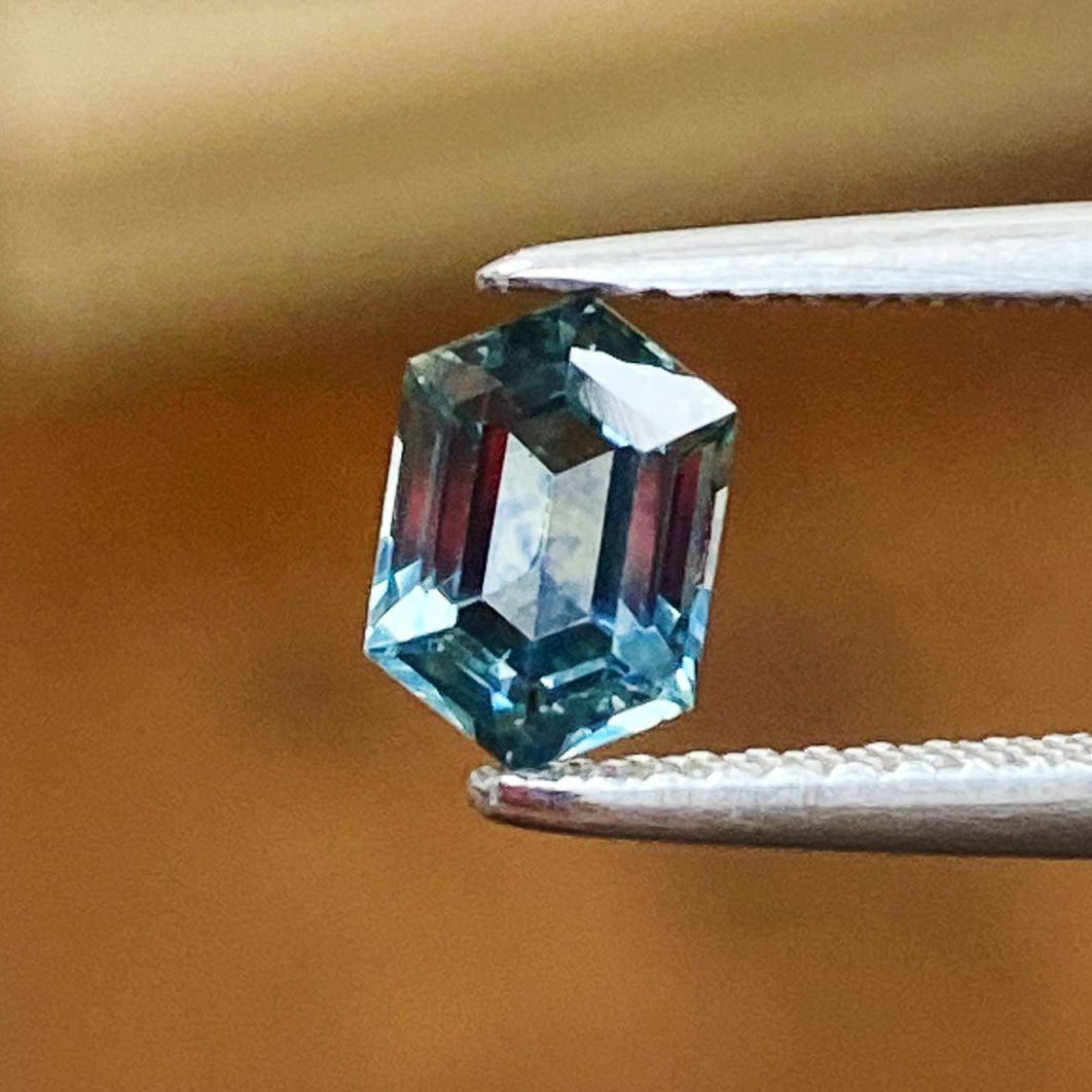 SAPPHIRE FACETED 0.89ct GREEN Blue Green EC UNITEDSTATES HEATED