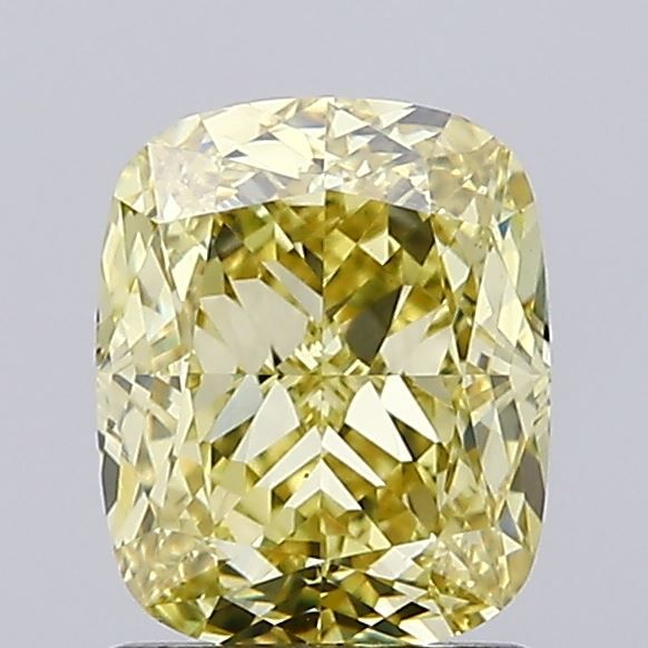 CUSHION BRILLIANT 1.62ct Fancy Vivid Yellow VS1 – EX EX NON